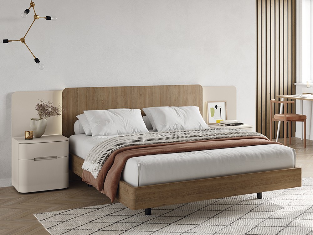 Mesita de noche con dos cajones Surf en acabado laminado Mobenia - 2