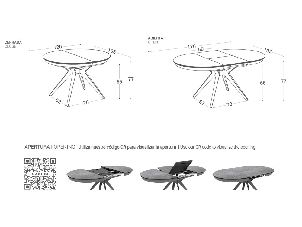 Mesa ovalada extensible Sfera porcelánico Cancio - 8