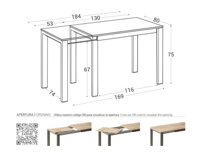 Mesa de cocina extensible Puzzle Laminado de Cancio - 8