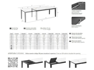 Mesa de cocina o comedor extensible Osaka Porcelánico de Cancio - 7