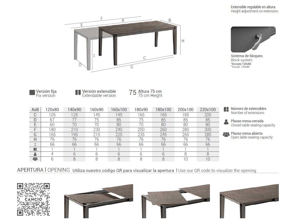 Mesa extensible de cocina o comedor Lando porcelánico de Cancio - 4