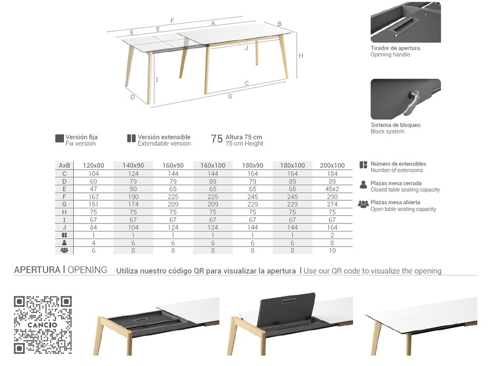 Mesa extensible de comedor o cocina Atlas porcelánico de Cancio - 6