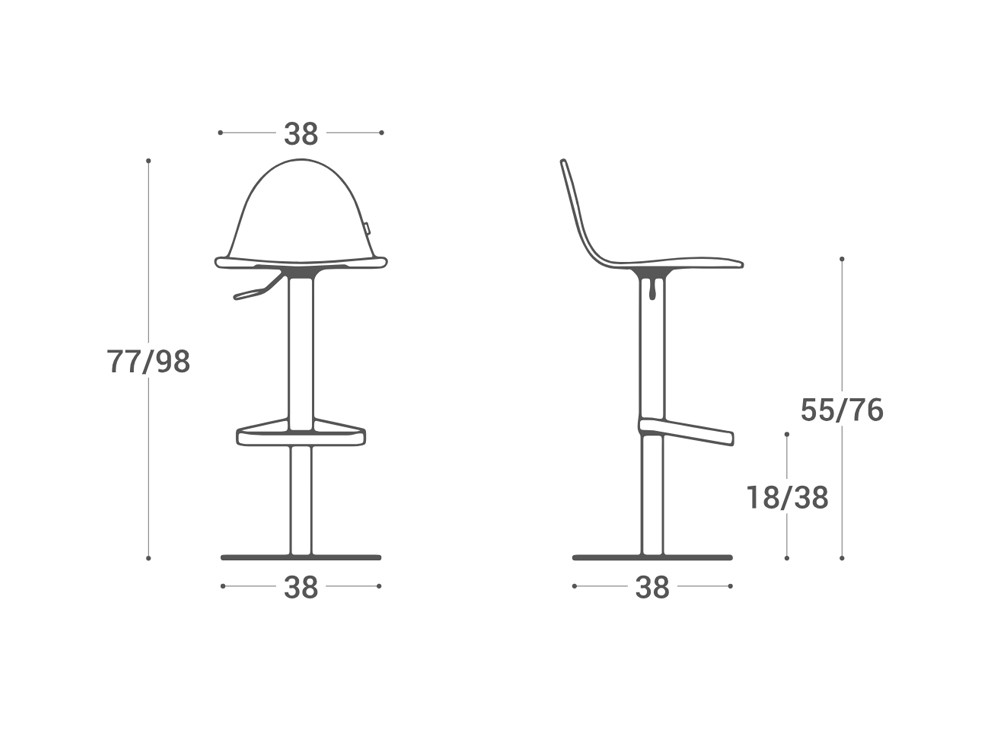 Taburete elevable Tabú tapizado en textil o vinílico de Cancio - 6