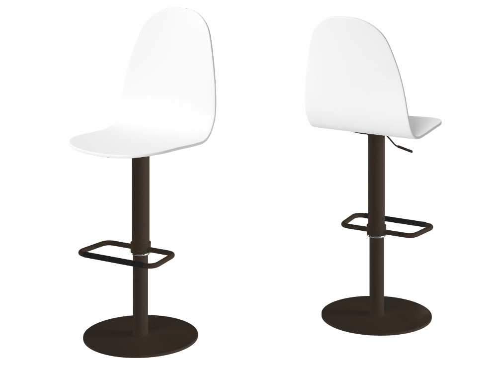 Taburete elevable Play con asiento de madera lacada de Cancio - 1