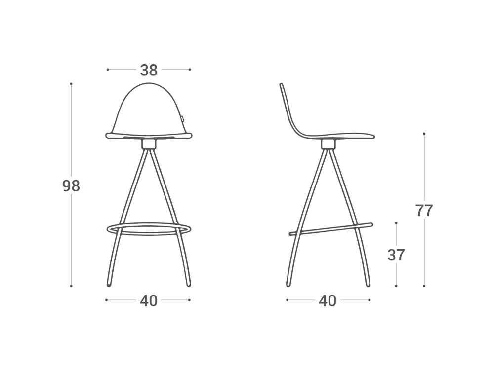 Taburete giratorio de madera Petris Cancio - 6