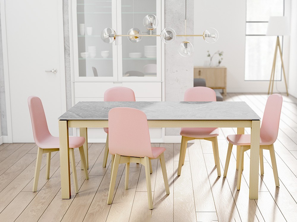 Mesa de comedor fija Kerala madera con encimera porcelánica de Cancio - 1