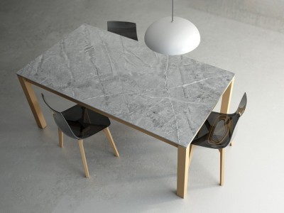 Mesa de comedor fija Kerala madera con encimera porcelánica de Cancio - 2