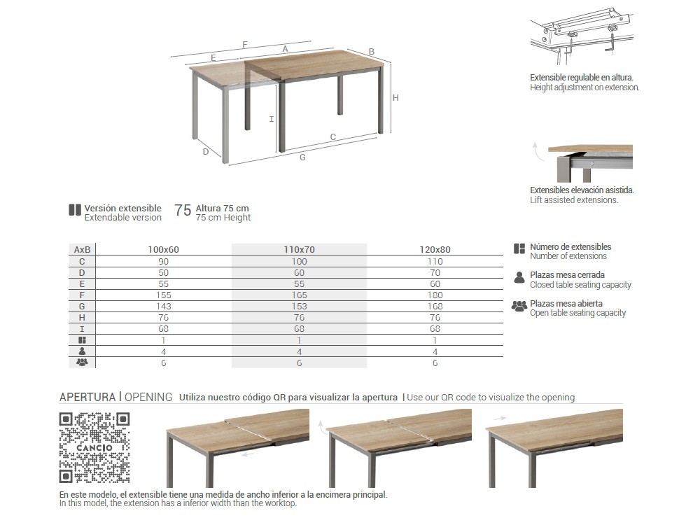 Mesa extensible de cocina Toy Porcelánico de Cancio - 5