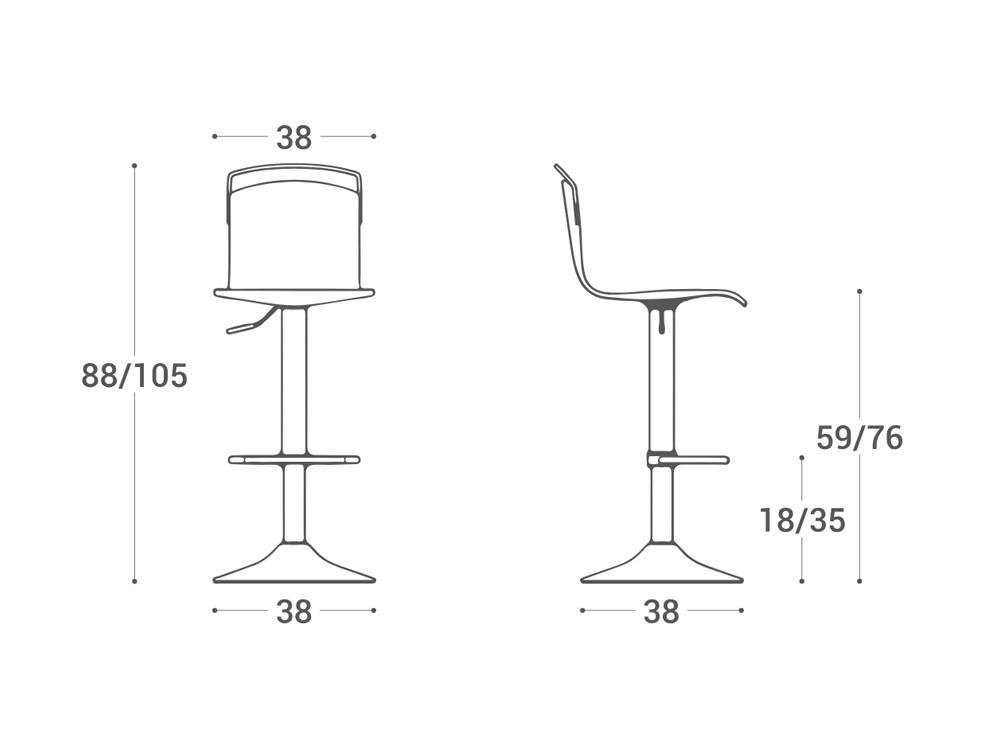 Taburete elevable giratorio Win de madera lacada Cancio - 9