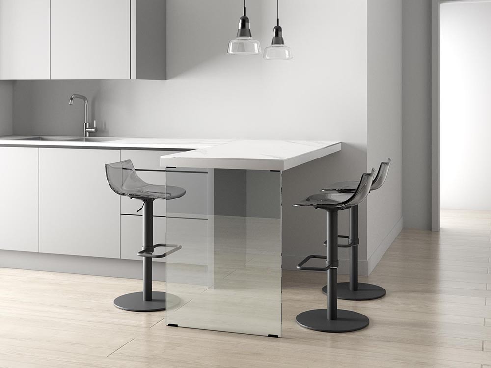 Barra de cocina Fix con pata de Cristal y sobre laminado de Cancio - 1