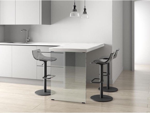 Barra de cocina Fix con pata de Cristal y sobre laminado de Cancio - 1
