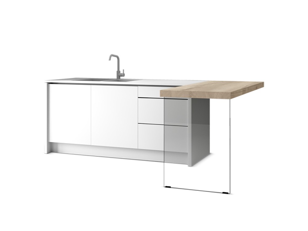 Barra de cocina Fix con pata de Cristal y sobre laminado de Cancio - 3