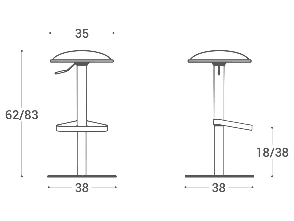 Taburete elevable Disco Tapizado de Cancio - 3