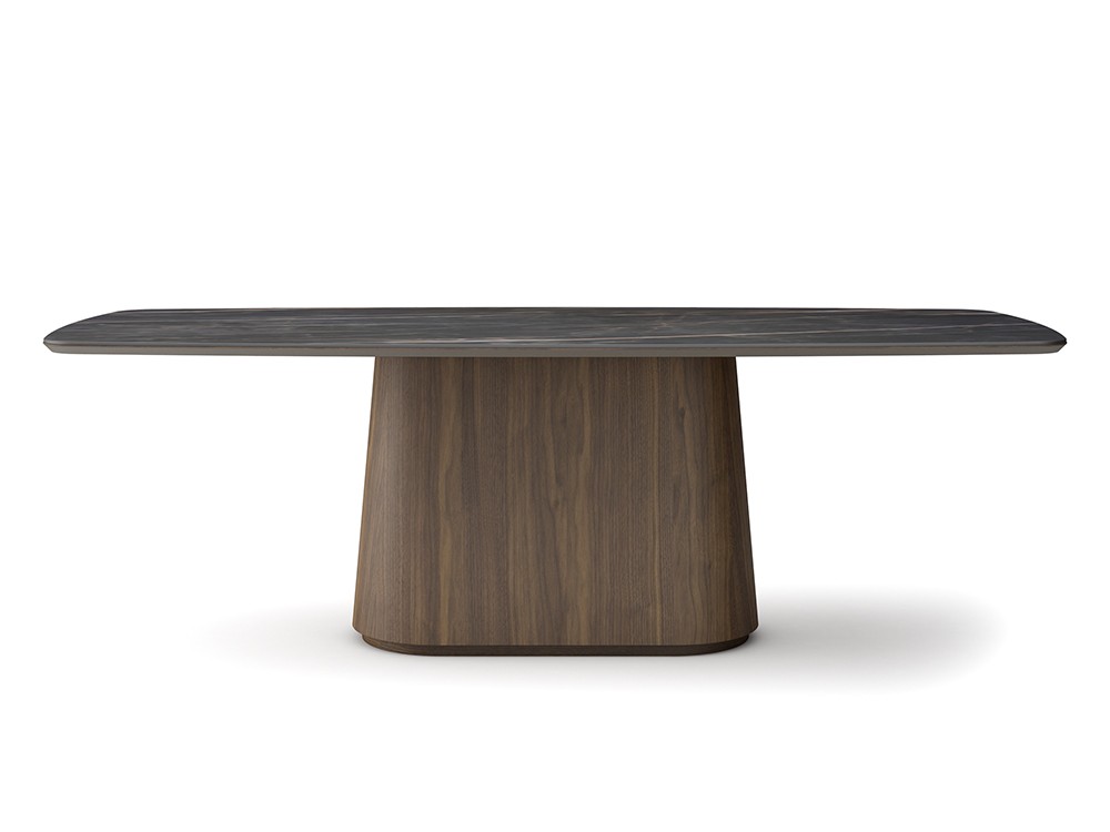 Mesa fina de comedor XV Porcelánico y chapa natural de nogal de A. Brito - 3