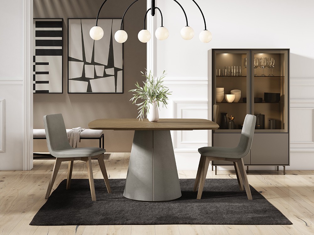 Mesa cuadrada fija de comedor XVII Madera de A. Brito - 1