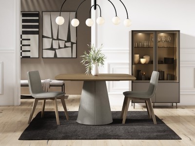 Mesa cuadrada fija de comedor XVII Madera de A. Brito - 1