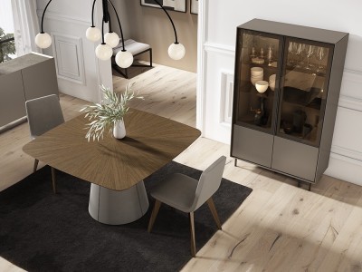 Mesa cuadrada fija de comedor XVII Madera de A. Brito - 2