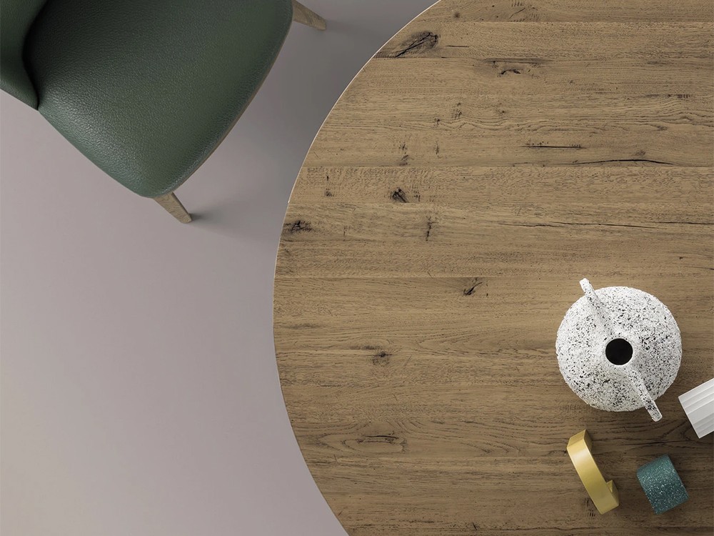 Mesa redonda Smart Ring Wall-Y de madera maciza de roble y cristal templado Devina Nais - 4