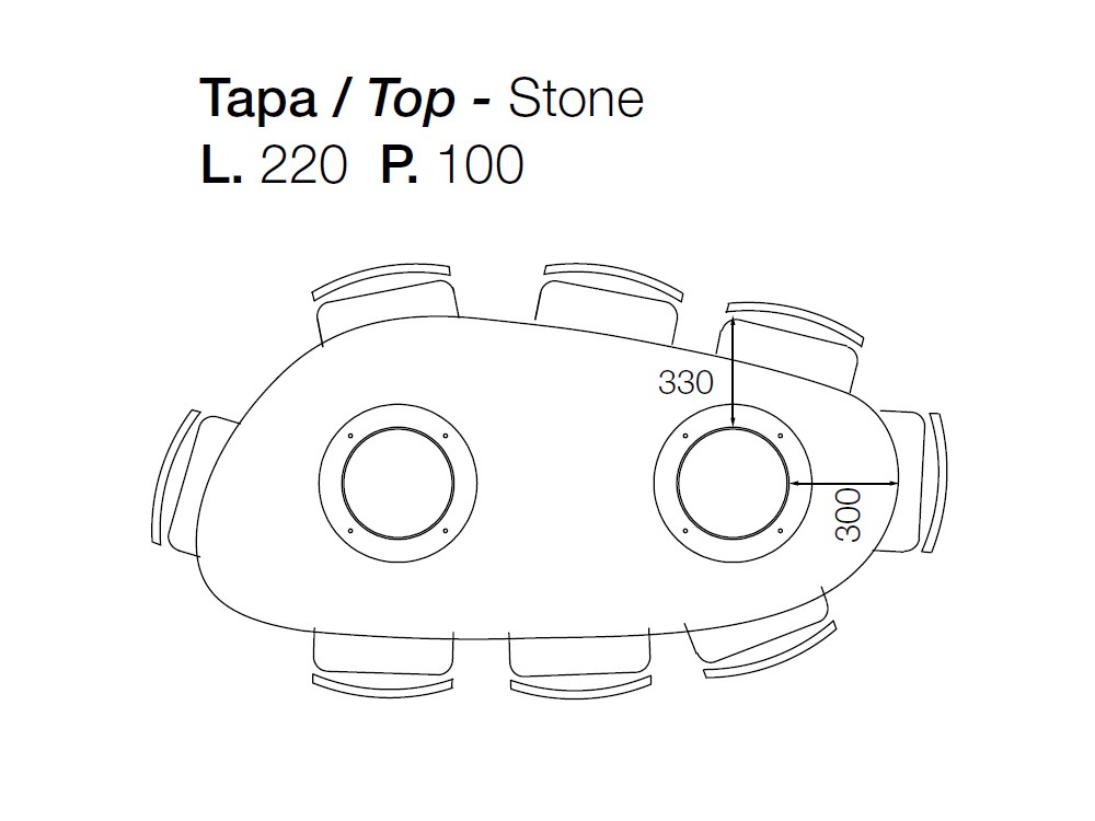 Mesa de comedor con sobre de madera maciza de silueta orgánica Stone Pillar de Devina Nais - 5