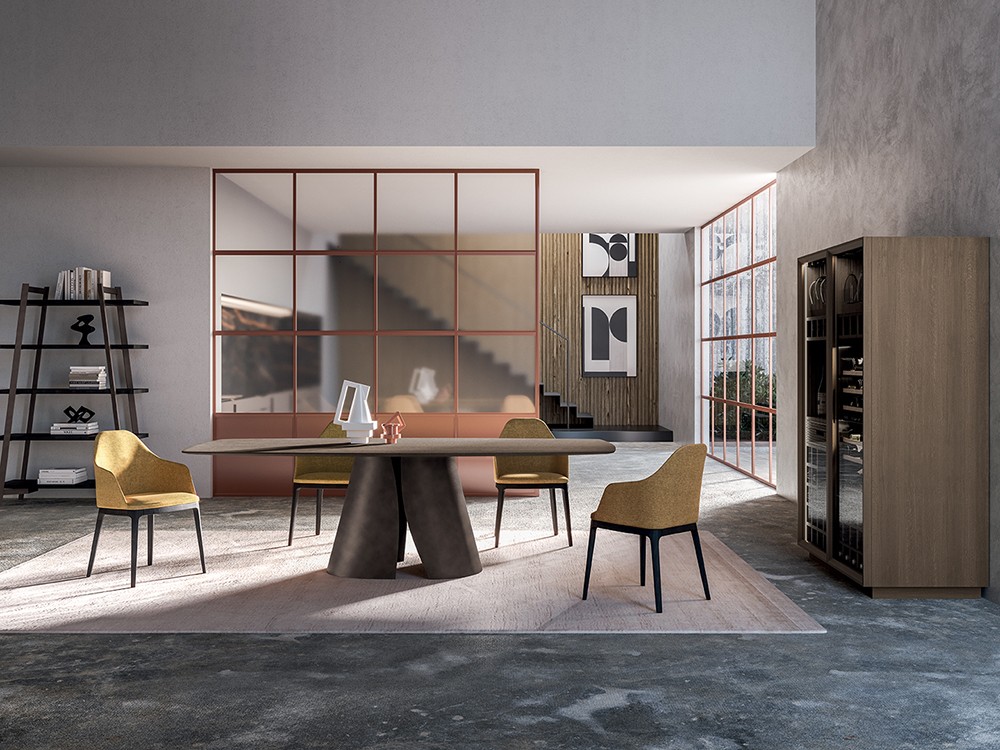 Mesa de comedor con sobre de madera maciza de roble Manhattan Barrel Shell Devina Nais - 8