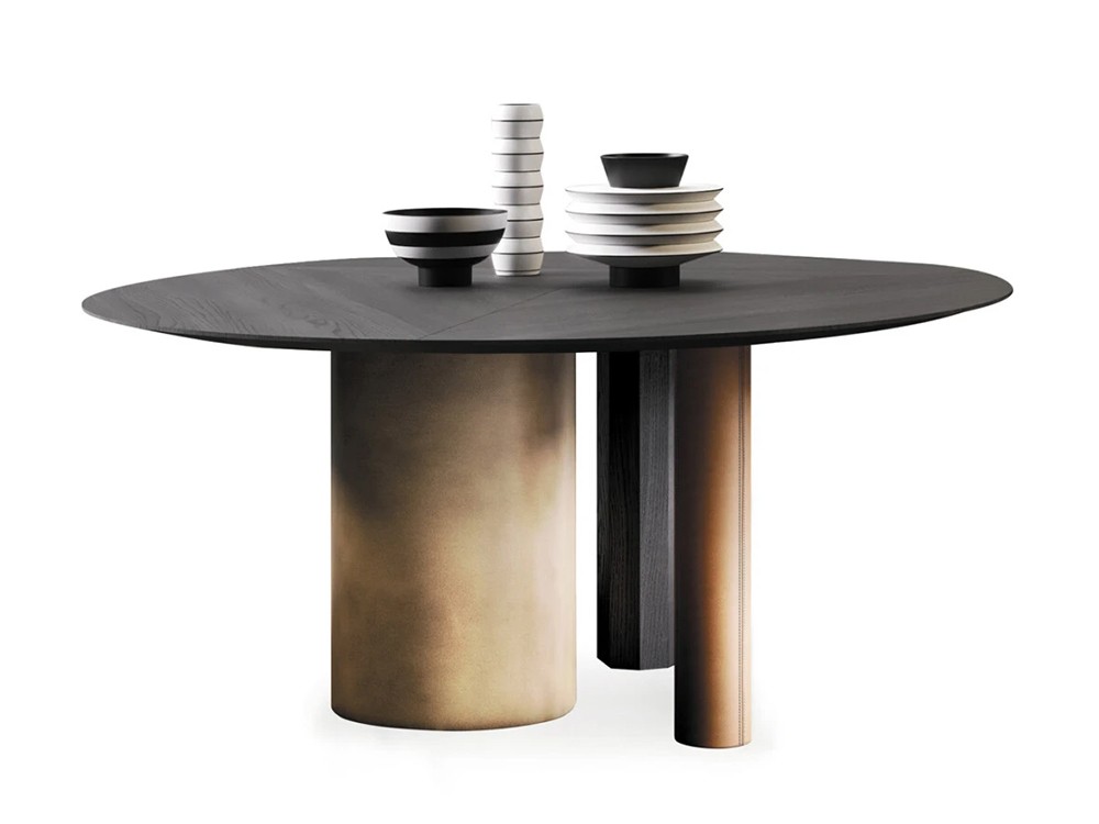 Mesa redonda fija Manhattan Slice Pillar de madera de roble Devina Nais - 5