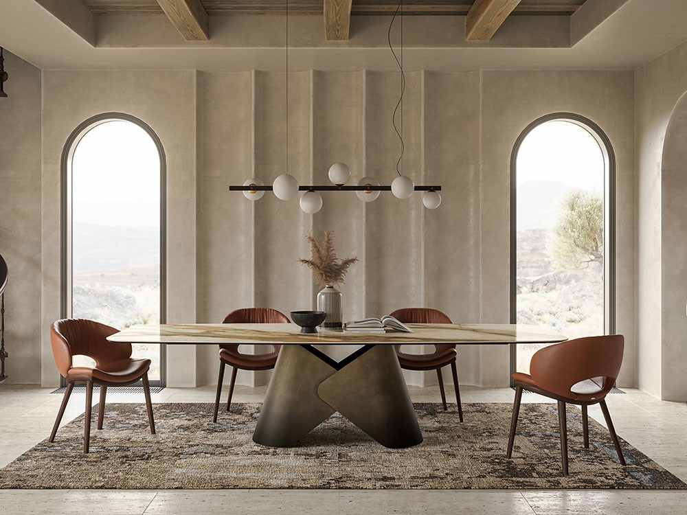 Mesa fija de comedor Scott Keramik de acero y cerámica Marmi de Cattelan Italia - 1