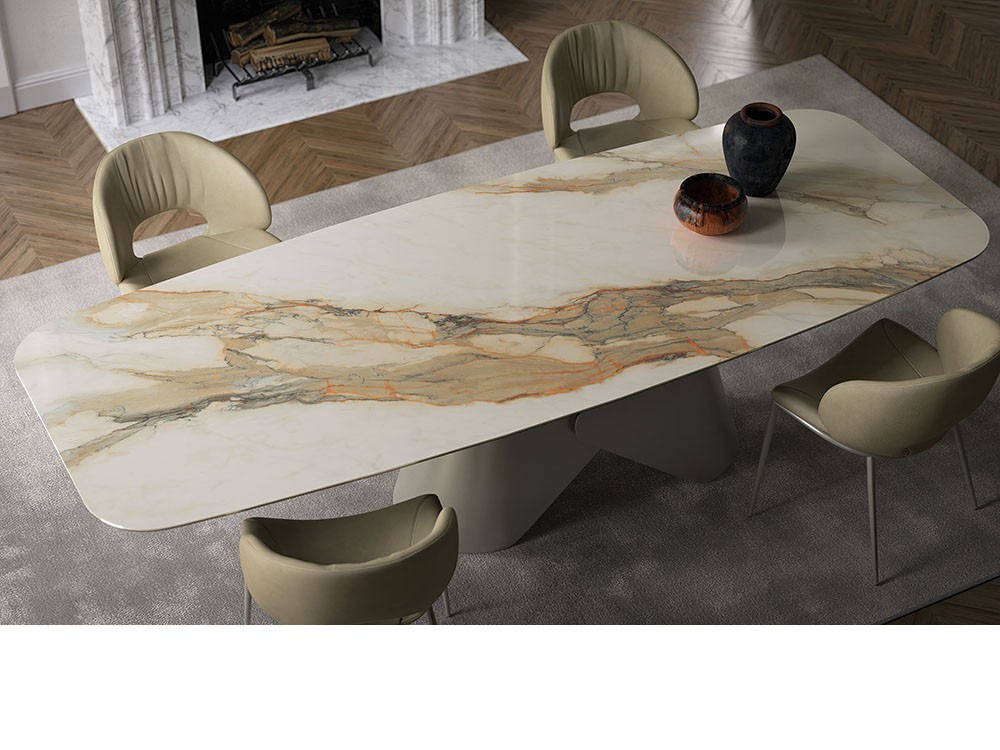 Mesa fija de comedor Scott Keramik de acero y cerámica Marmi de Cattelan Italia - 5