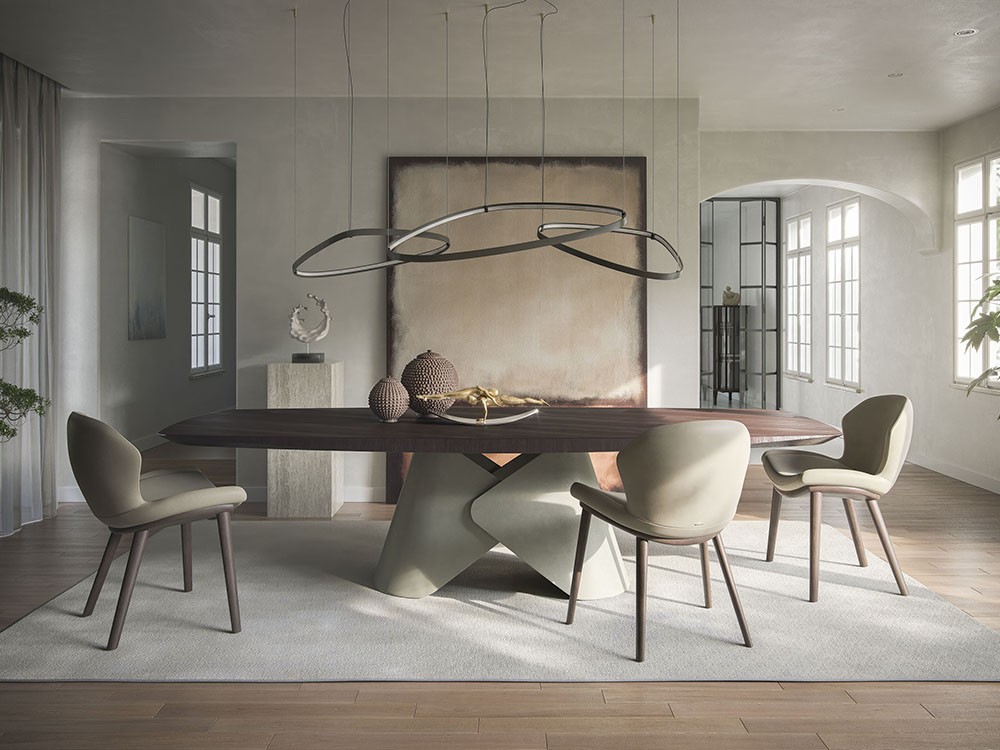 Mesa fija de comedor Scott Wood de acero y madera Cattelan - 1