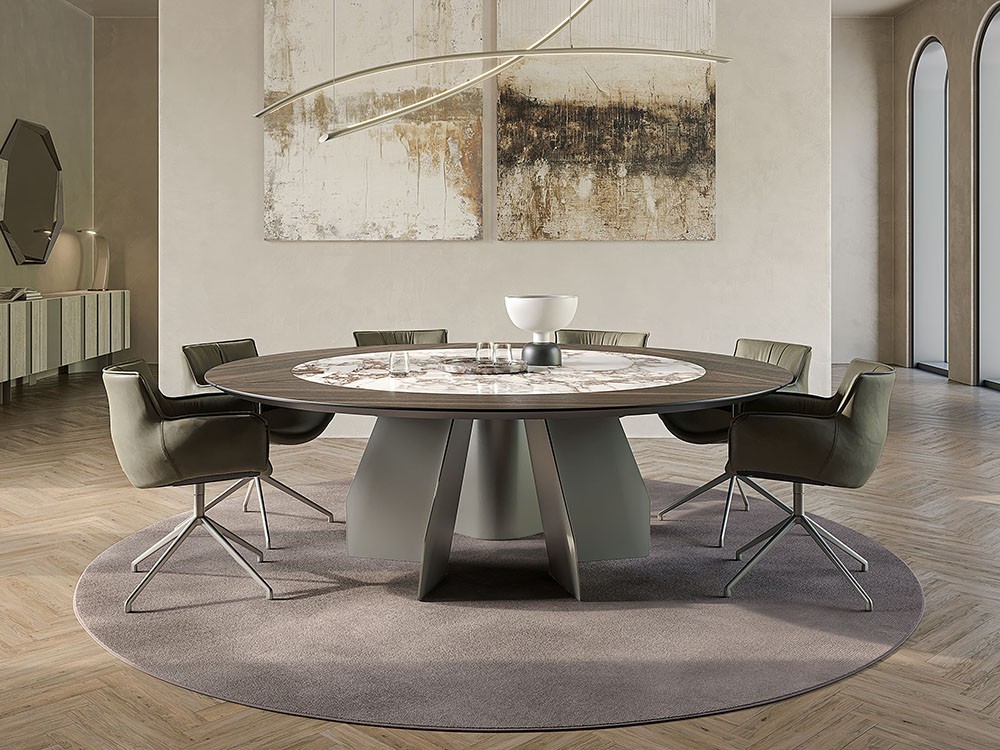 Mesa de comedor redonda Senator Ker-wood con o sin pieza móvil de Cattelan - 1