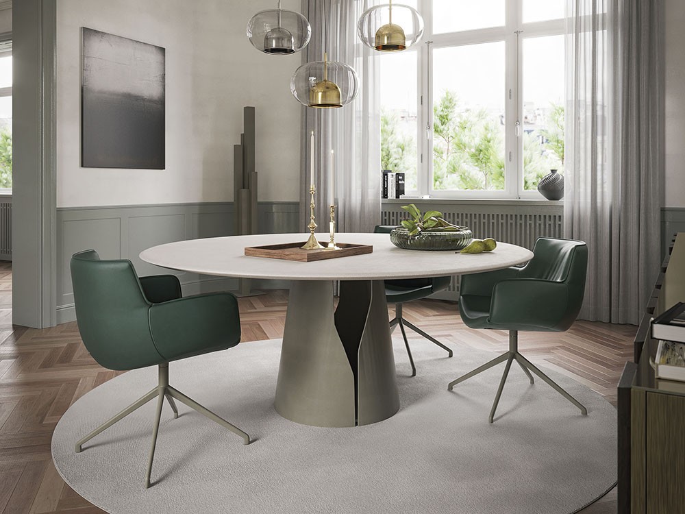 Mesa fija de comedor redonda u ovalada Giano Argile de Cattelan Italia - 3