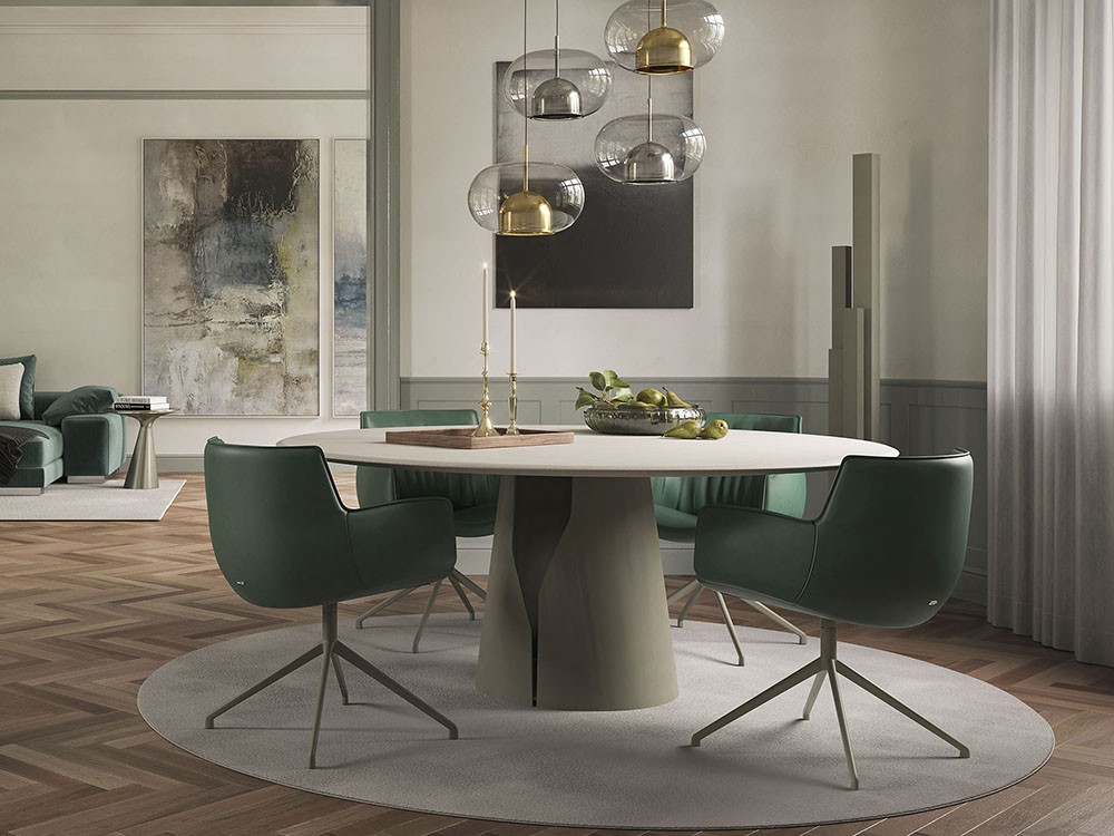 Mesa fija de comedor redonda u ovalada Giano Argile de Cattelan Italia - 1