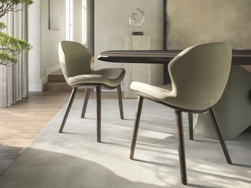 Silla de comedor Rachel Wood tapizada en ecopiel de Cattelan - 1