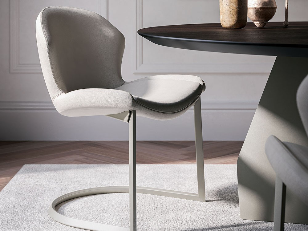 Silla Rachel Cantilever tapizada en ecopiel de Cattelan Italia - 1