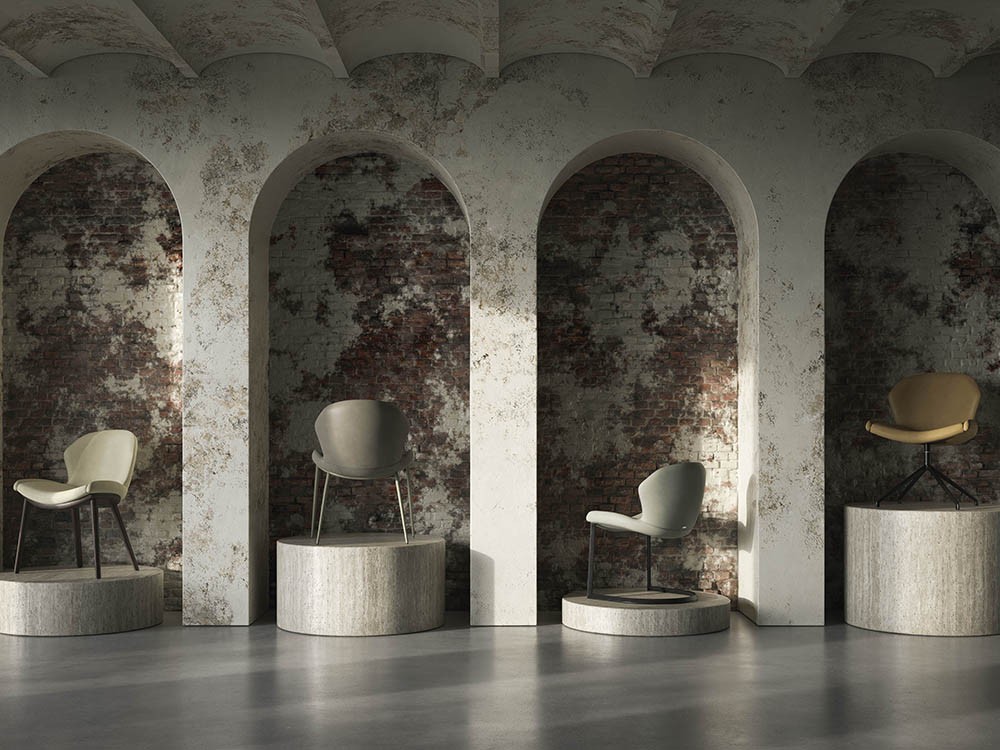 Silla giratoria Rachel Turn tapizada en ecopiel de Cattelan Italia - 4