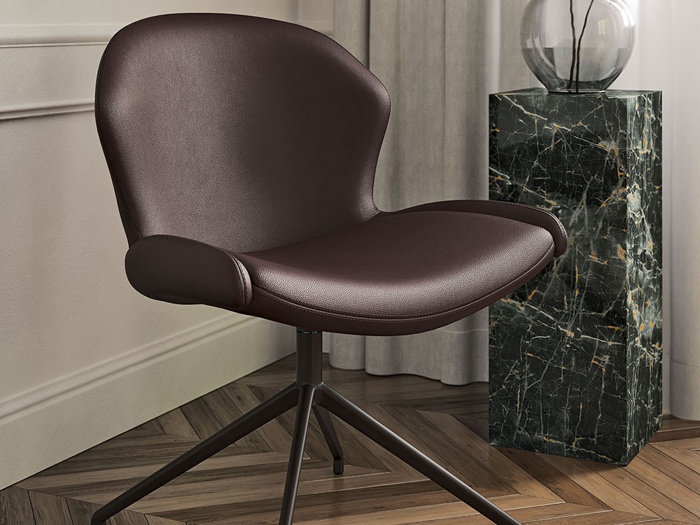 Silla giratoria Rachel Turn tapizada en ecopiel de Cattelan Italia - 1