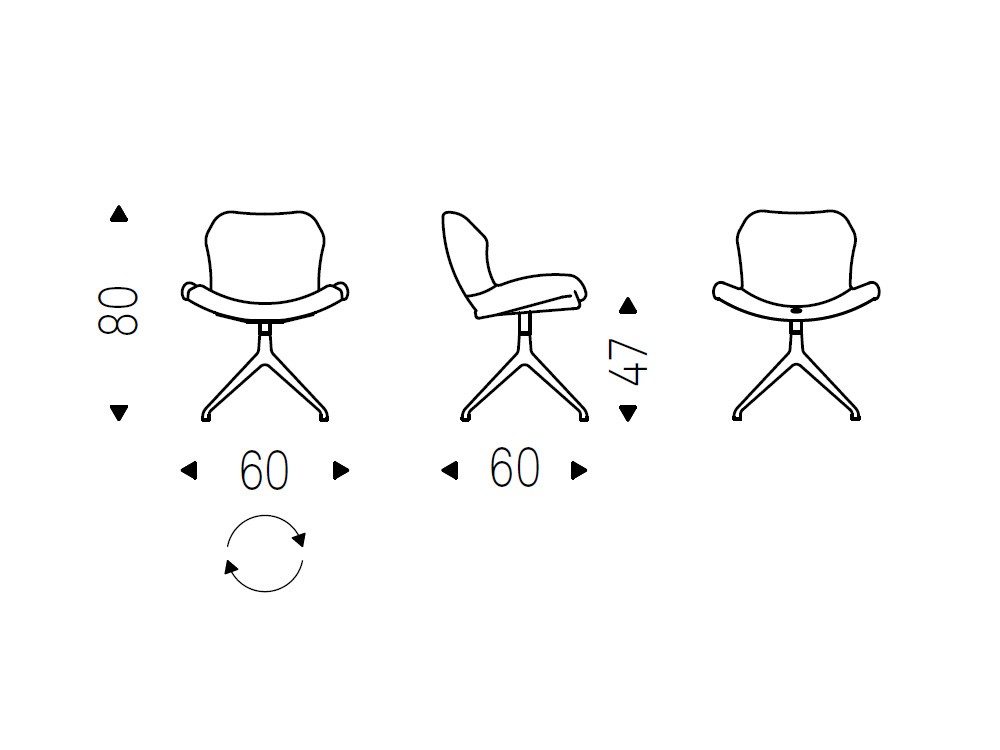 Silla giratoria Rachel Turn tapizada en ecopiel de Cattelan Italia - 3