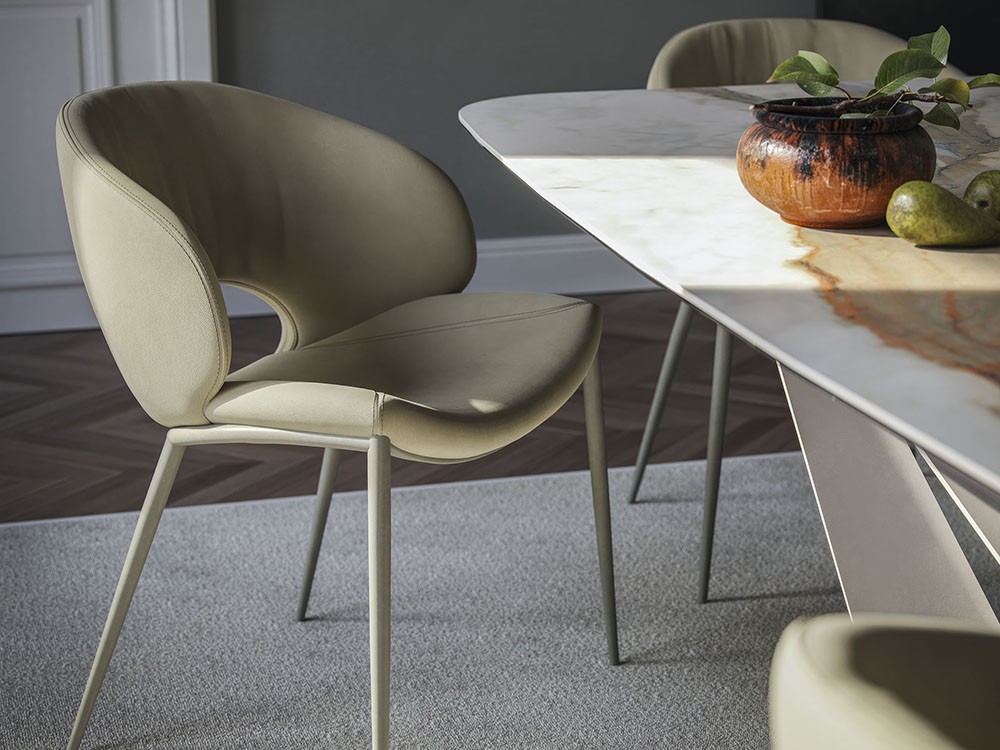 Silla de comedor Miranda ML tapizada en ecopiel de Cattelan Italia - 1