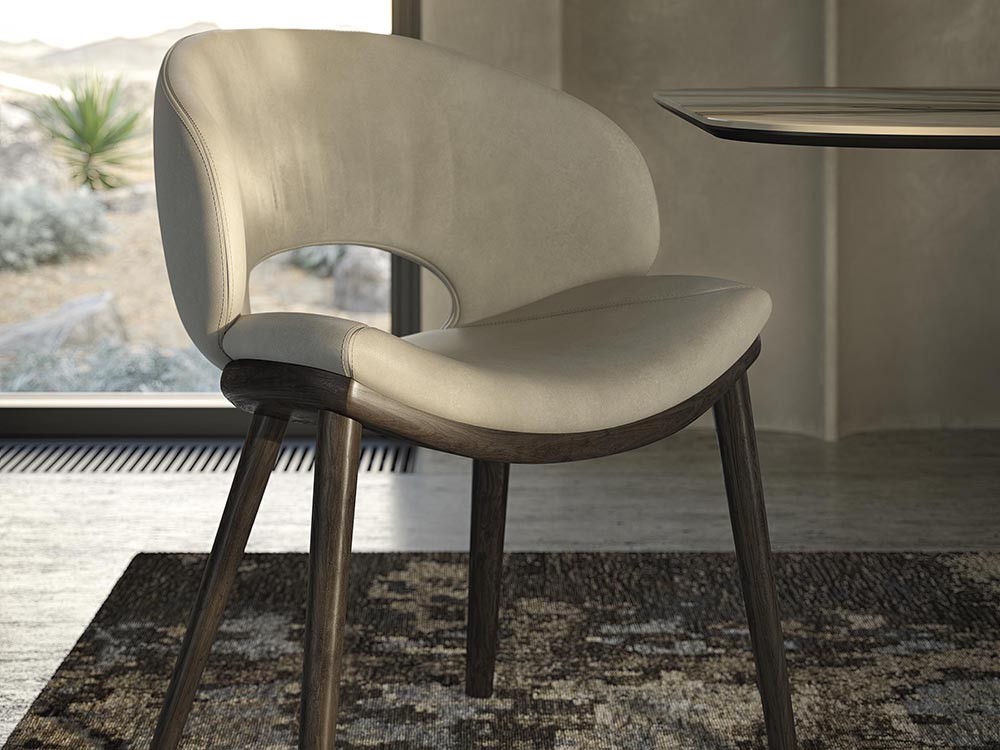 Silla Miranda Wood tapizada en ecopiel de Cattelan Italia - 1