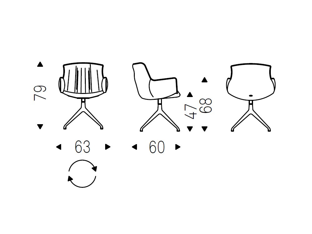 Silla giratoria Rhonda Turn tapizada en ecopiel de Cattelan - 4