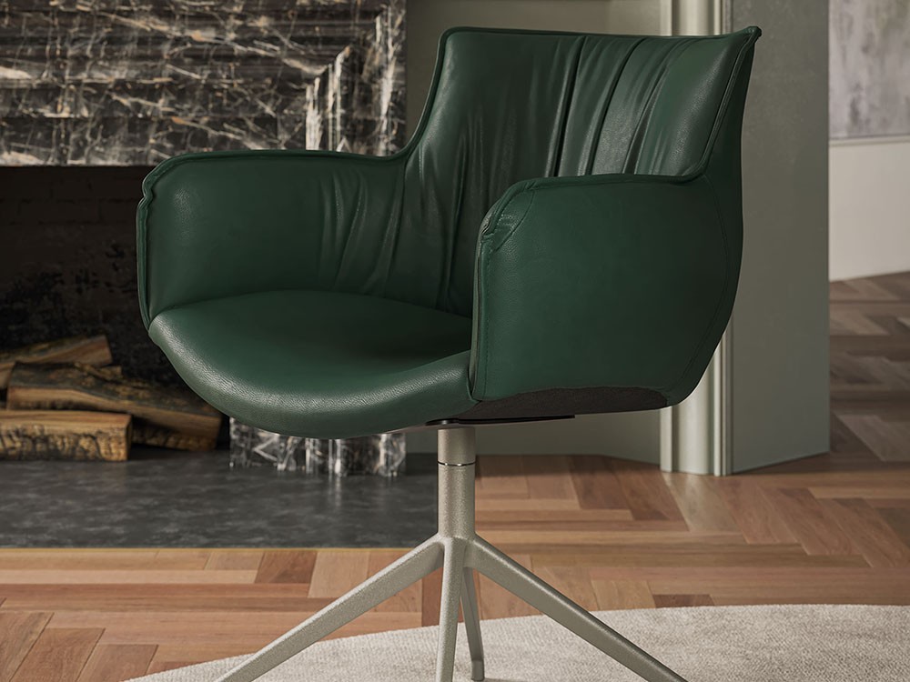 Silla giratoria Rhonda Turn tapizada en ecopiel de Cattelan - 1