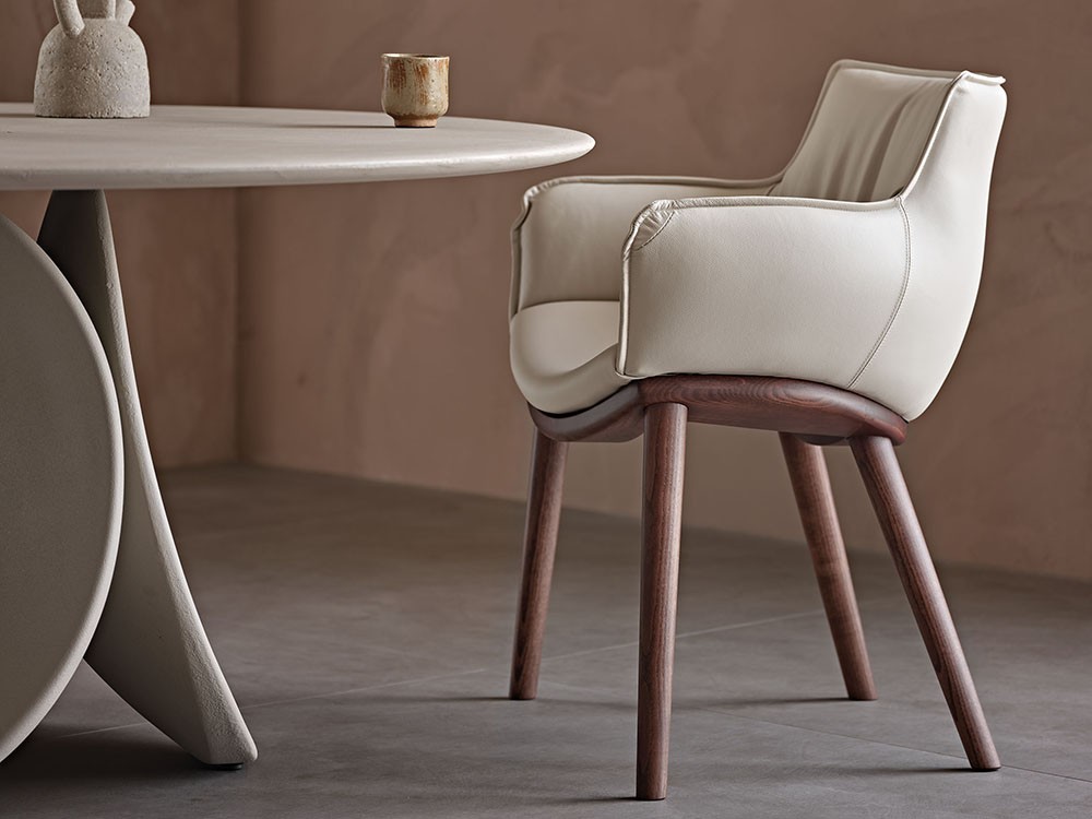 Silla Rhonda Wood tapizada en ecopiel de Cattelan Italia - 1