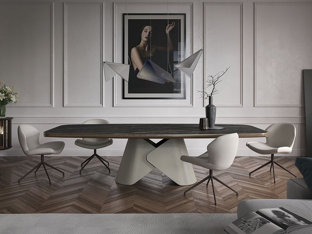 Silla giratoria Rachel Turn tapizada en ecopiel de Cattelan Italia - 7