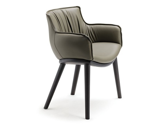 Silla Rhonda Wood tapizada en ecopiel de Cattelan Italia - 6