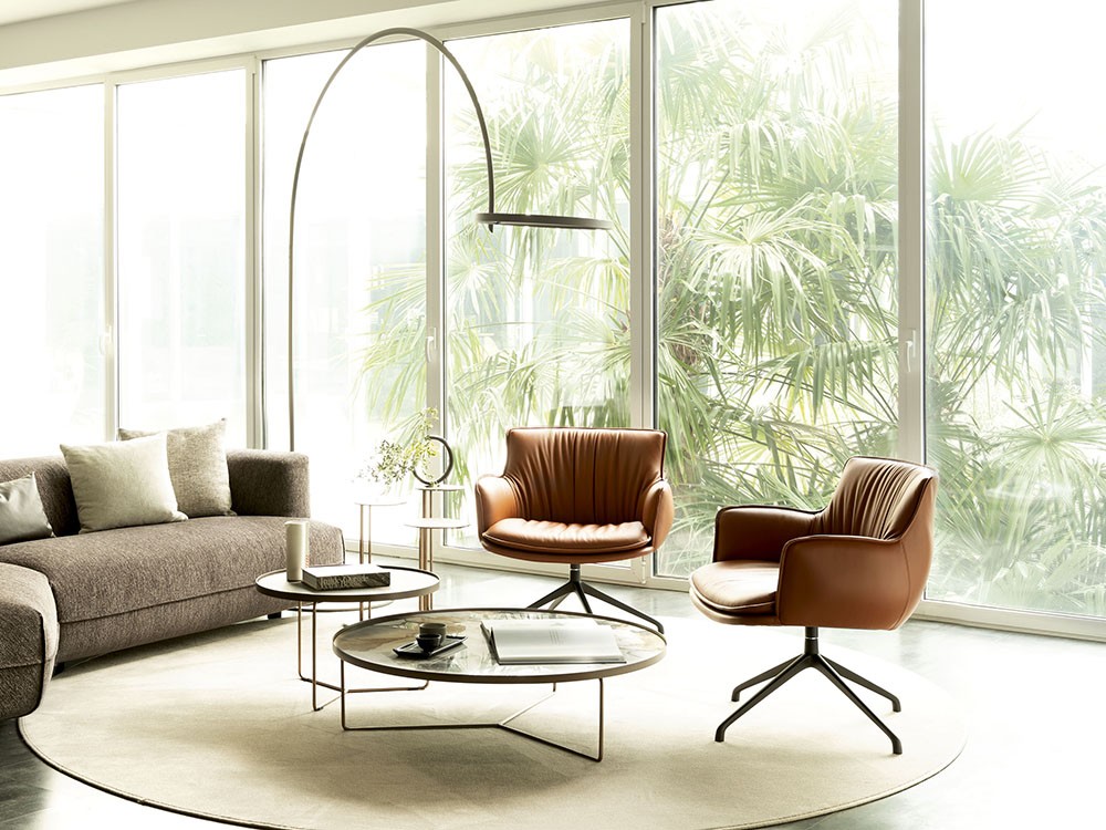 Sillón giratorio Rhonda Lounge tapizado en ecopiel de Cattelan Italia - 8