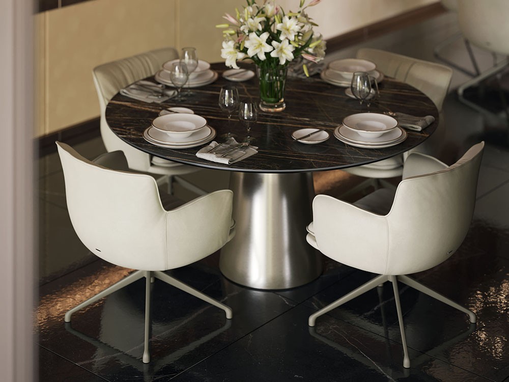 Sillón giratorio Rhonda Lounge tapizado en ecopiel de Cattelan Italia - 13