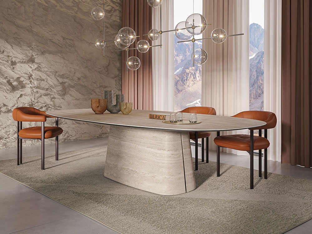 Mesa fija de comedor Napoleon Keramik con base y sobre cerámico de Cattelan Italia - 3