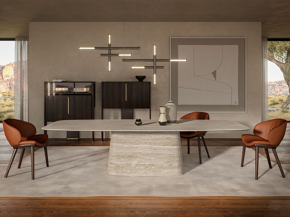 Mesa fija de comedor Napoleon Keramik con base y sobre cerámico de Cattelan Italia - 6