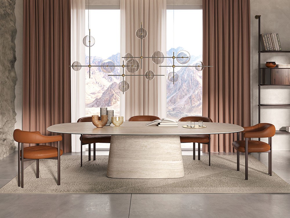 Mesa fija de comedor Napoleon Keramik con base y sobre cerámico de Cattelan Italia - 1