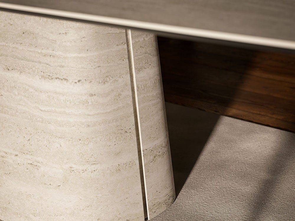 Mesa fija de comedor Napoleon Keramik con base y sobre cerámico de Cattelan Italia - 4