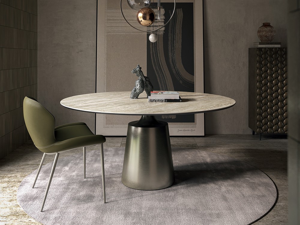 Mesa redonda u ovalada Yoda Keramik de Cattelan Italia - 1